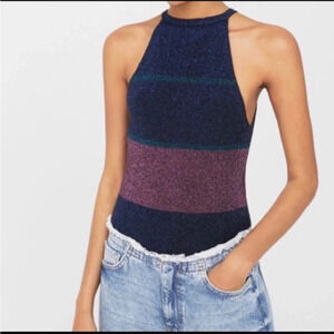 Mango Metallic Knit Halter Top